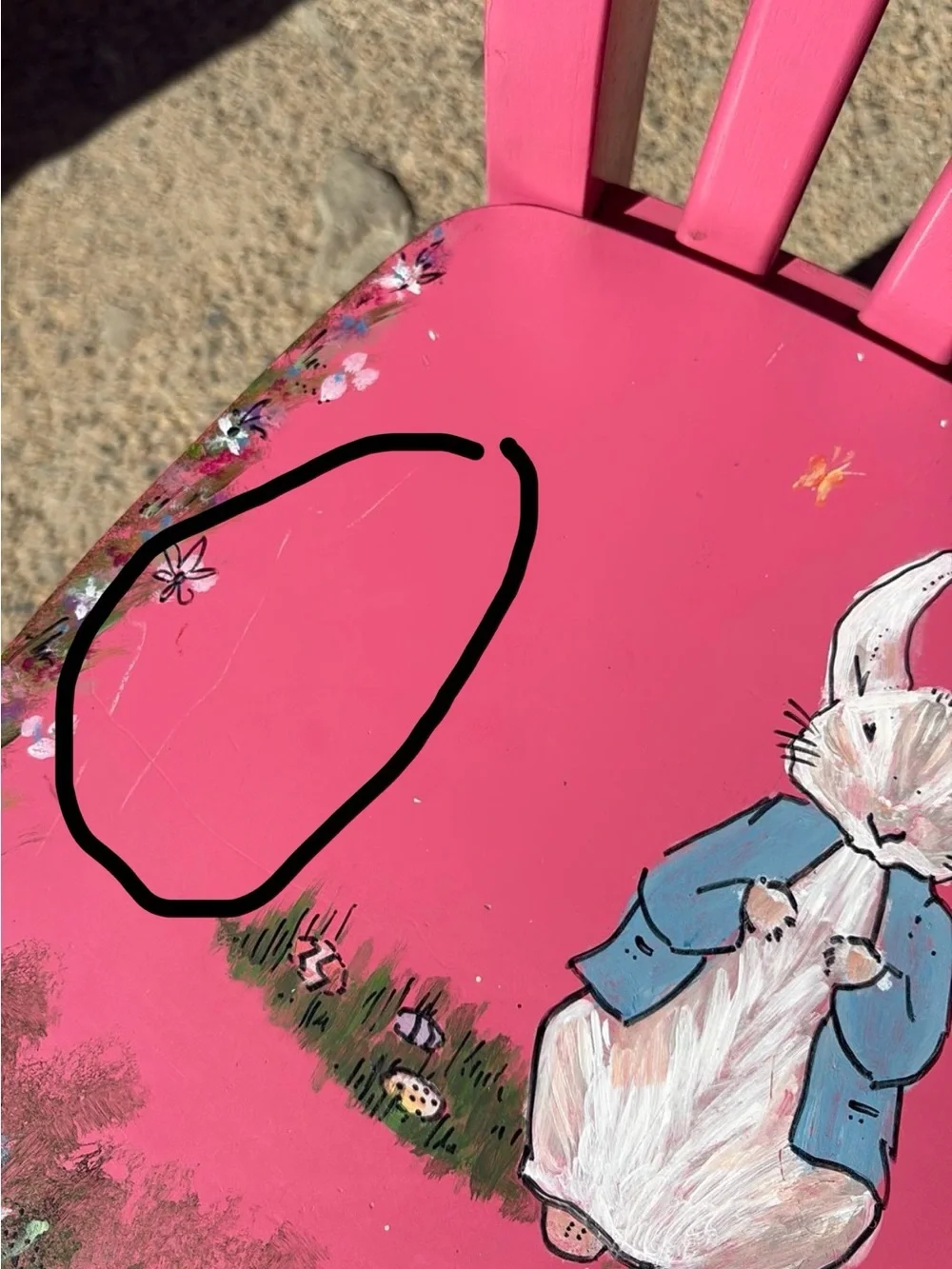 2009 Unisex Hand-Painted Pink Bunny Children's Chair Nursery Decor